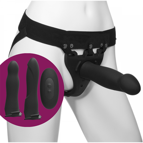 Набор для страпона с вибрацией Doc Johnson Body Extensions - BE Naughty - Black photo 1