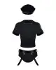 Эротический костюм полицейского Obsessive Police set S/M, black, топ, шорты, кепка, пояс, портупея photo 3