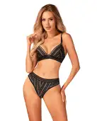 Комплект белья Obsessive Natilya 2-pcs set M/L, black, бюстгальтер, трусики photo 1