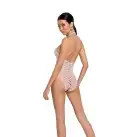 Бодистокинг в крупную сетку Passion BS087 white, открытая спина, халтер, с доступом photo 2