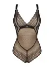 Кружевное боди с декольте Obsessive Estiqua teddy M/L, черное, широкие лямки photo 3