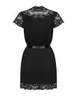 Сатиновый открытый пеньюар на поясе Obsessive 810-PEI–1 peignoir black 2XL/3XL, черный photo 4