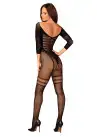 Сетчатый бодистокинг с имитацией подвязок Obsessive Bodystocking G329 S/M/L, black, с доступом photo 2