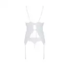 Корсет с пажами, трусики с ажурным декором и открытым шагом Ursula Corset white L/XL — Passion photo 4
